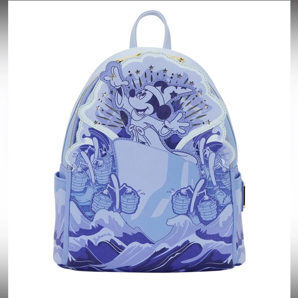 NWT Loungefly Disney Fantasia Mickey Mouse Sorcerer Light Up Backpack - Picture 2 of 7